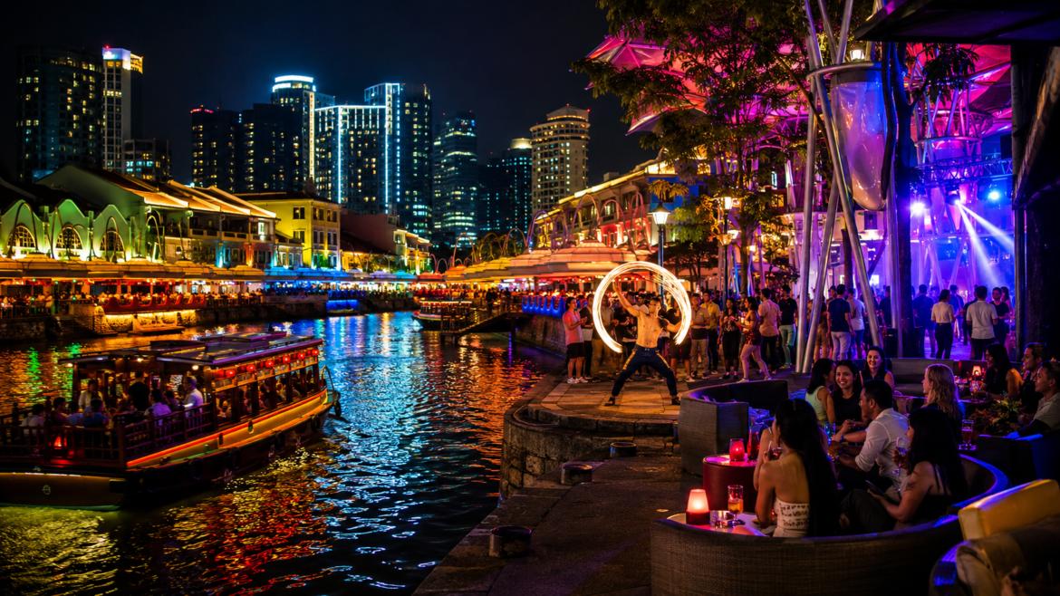Clarke Quay by Night – Bars, Clubs, and Riverside Fun