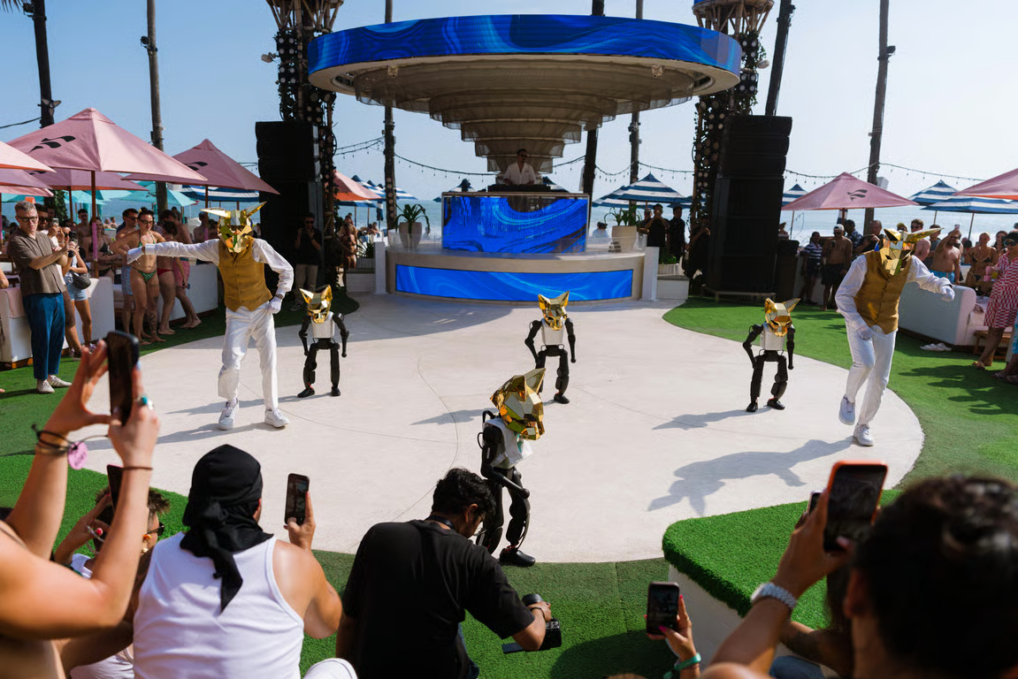 Finns Beach Club and BotShift Bring Humanoid Robots to the Beach Club